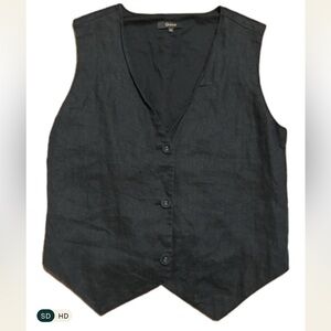 Quince Black 100% Linen Vest